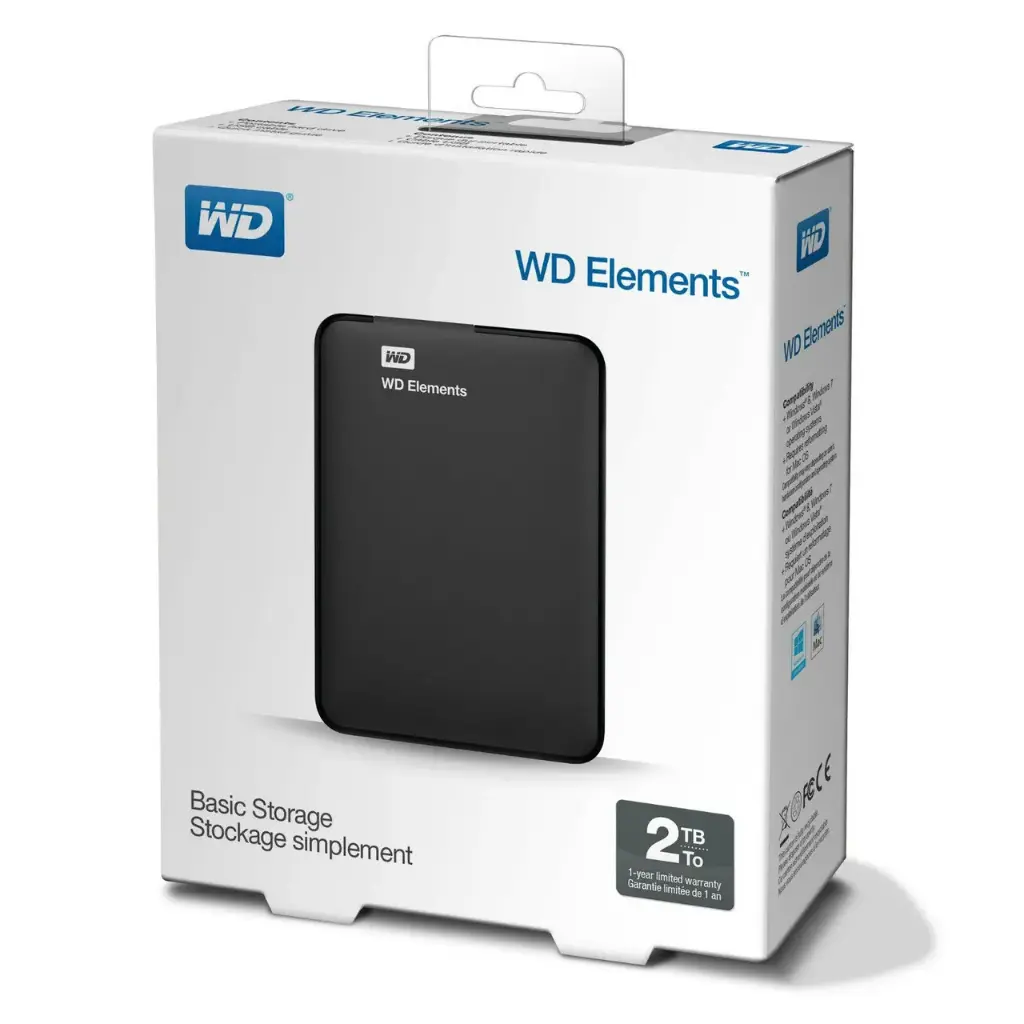 WD ELEMENTS ALMACENAMIENTO PORTATIL WDBU6Y0020BBK − DISCO DURO − 2 TB − USB 3.0