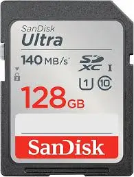 Sandisk ultra 128gb sdxc memory card 140mb/s ref. SDSDUNB-128G-GN6IN