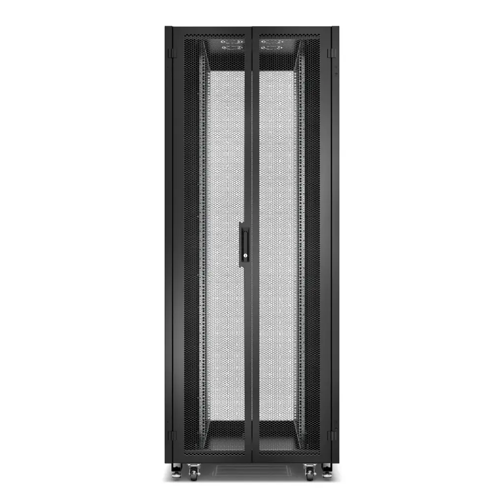 Go Rack, 42U, Black, With Perforated door, Roof, Castors, 4 Brackets, Side Panel, and Bottom, 2100H x 800W x 1000D mm