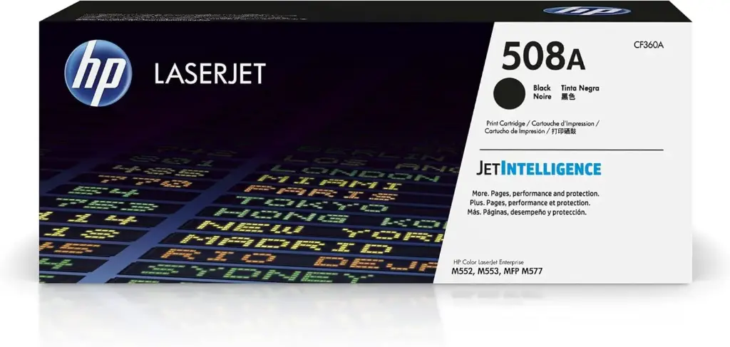 HP 508A Black Original LaserJet Toner Cartridge, CF360A